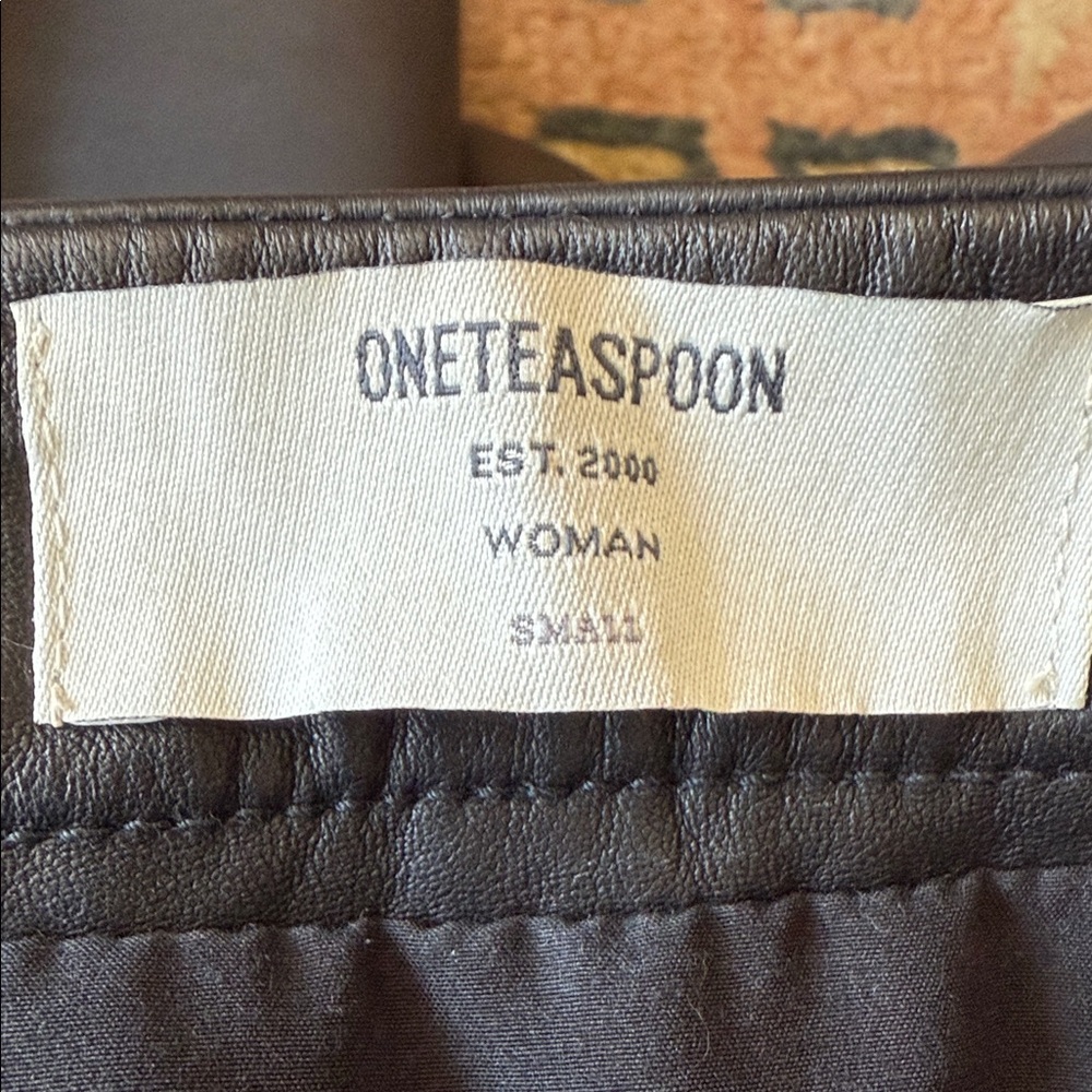 One Teaspoon Black Leather A-Line Skirt - Picture 2 of 5